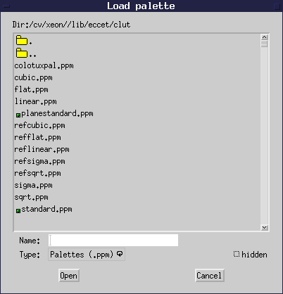 Popup-Dialog Palette laden